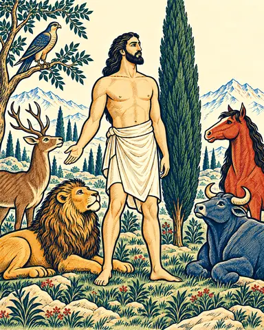 Man Stands Tall Among Creatures