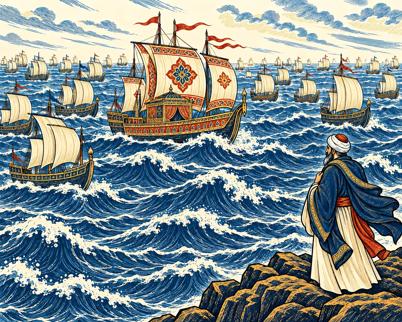 The Sage Watches the Seventy Ships