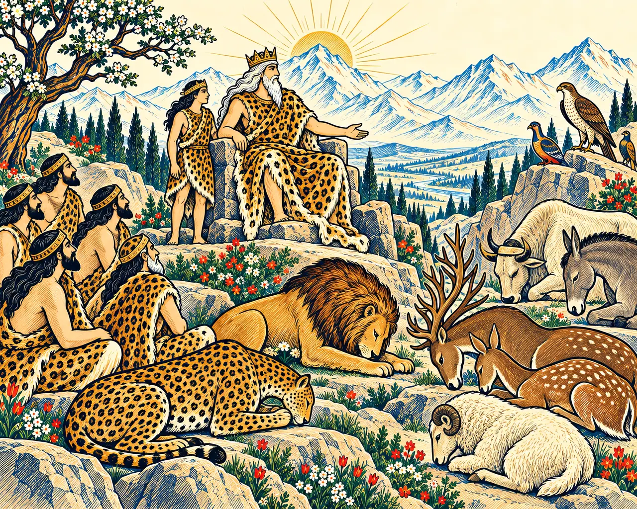 Kioumars Enthroned on the Mountain