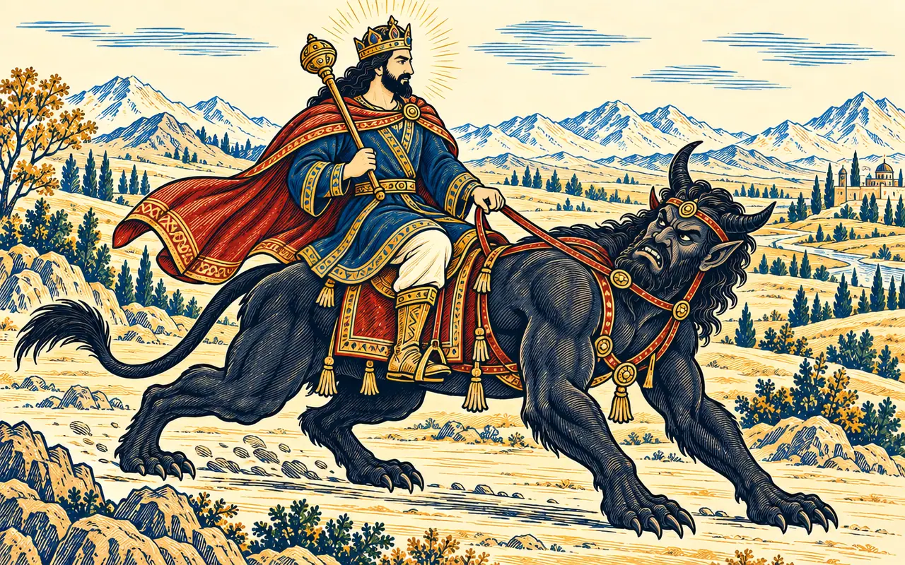 Tahmuras Rides Bound Ahriman