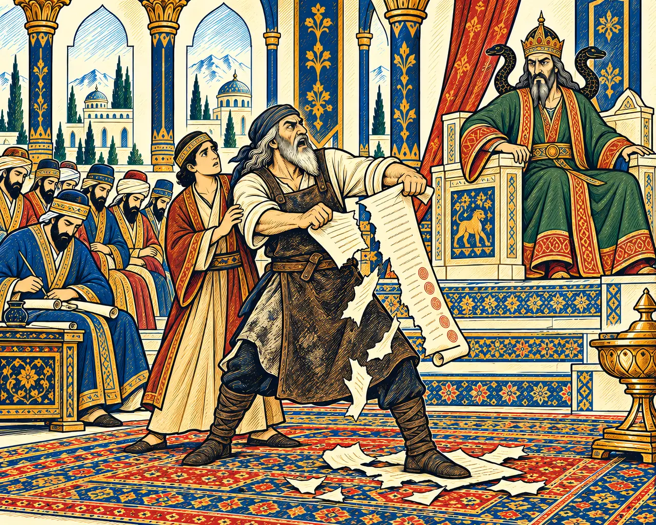 Kaveh Tears Zahhak's Scroll