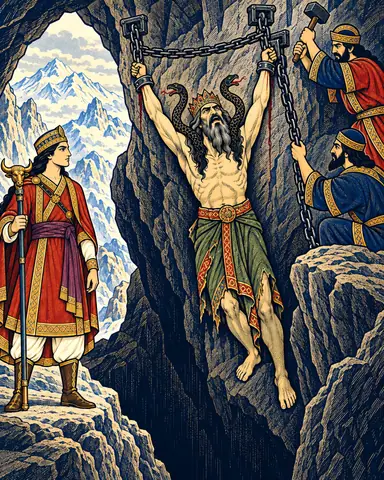 Zahhak Chained in the Cave of Damavand