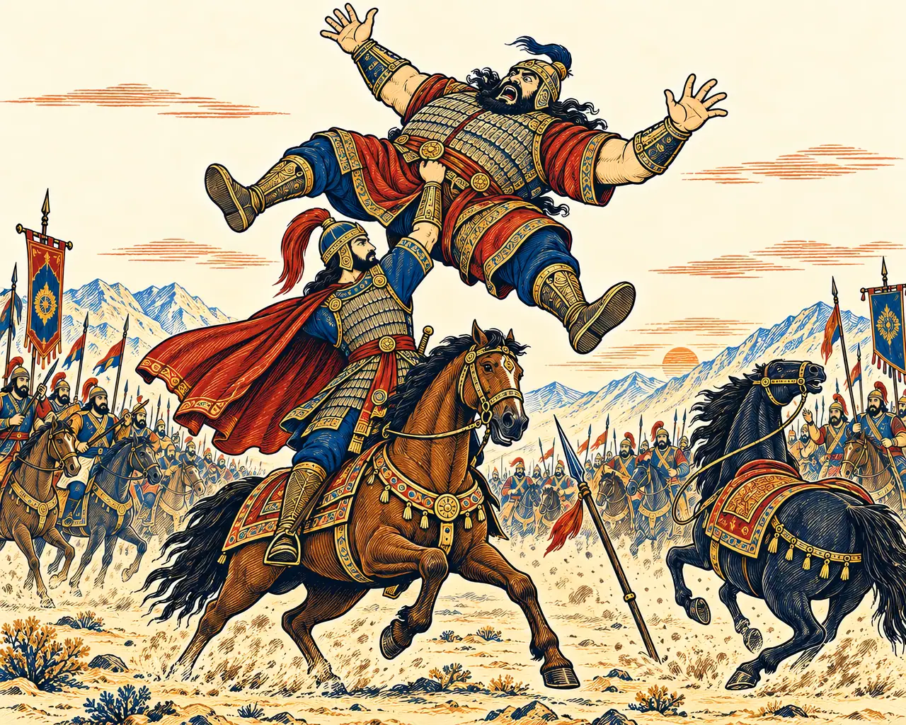 Manuchehr Lifts Kakouy from the Saddle