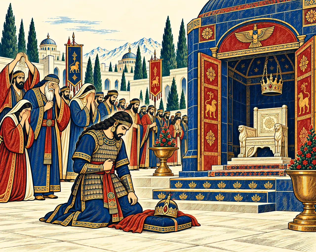 Manuchehr Mourns at Fereydoon's Tomb