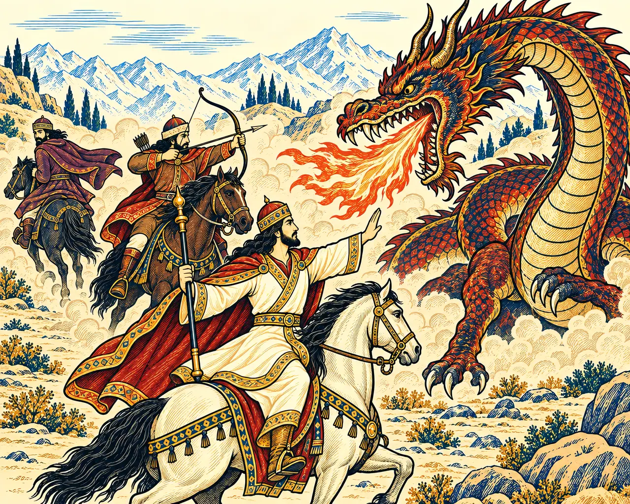 Fereydoon as Dragon Tests His Sons