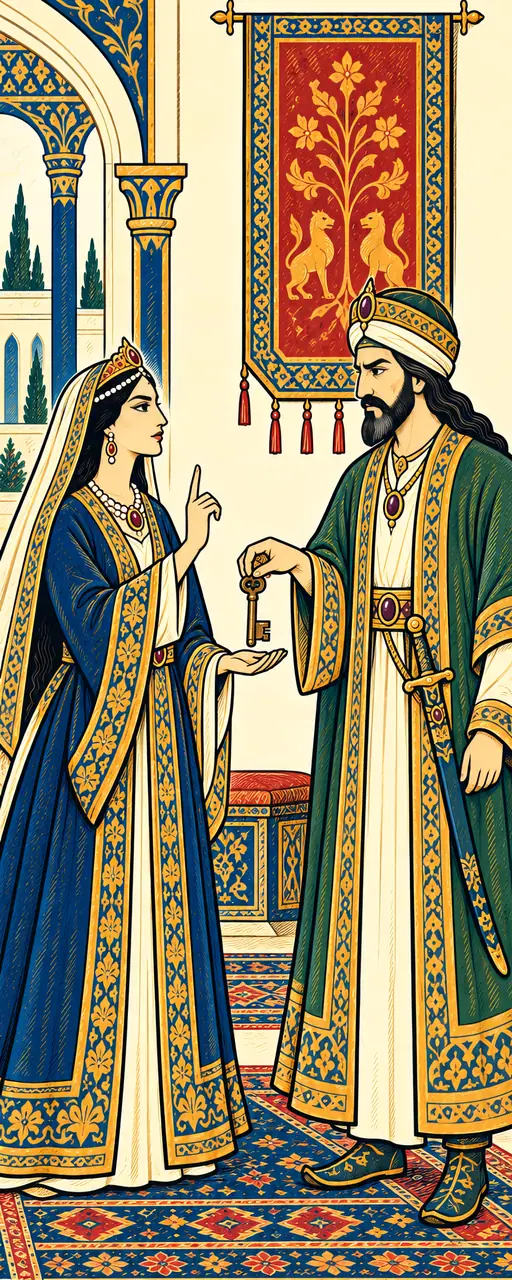 Mehrab Gives Sindokht the Treasury Key