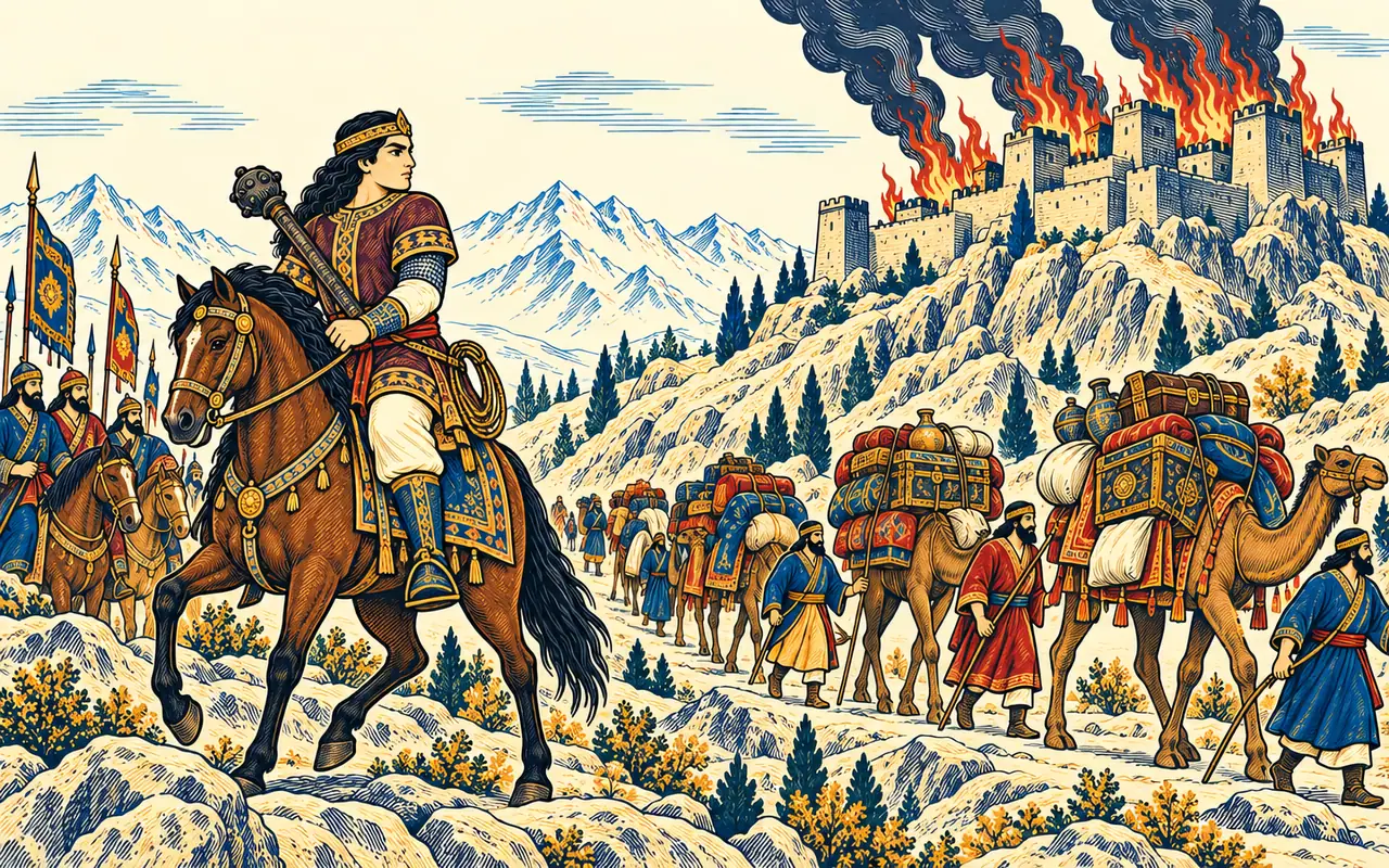 Rostam Burns the Fortress of Sepand