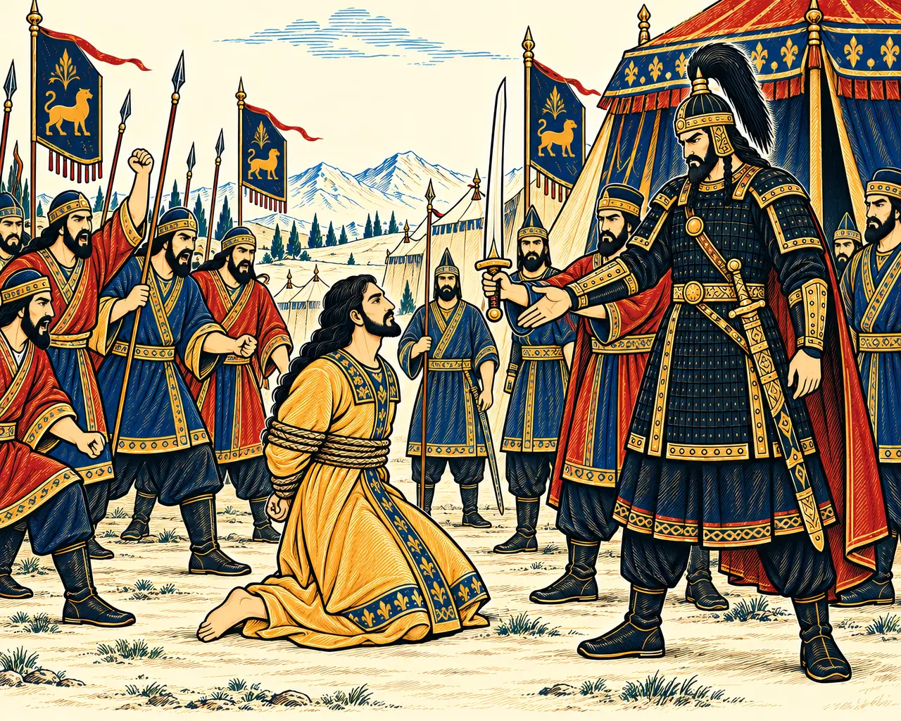 Nohzar Brought Bound before Afrasiab