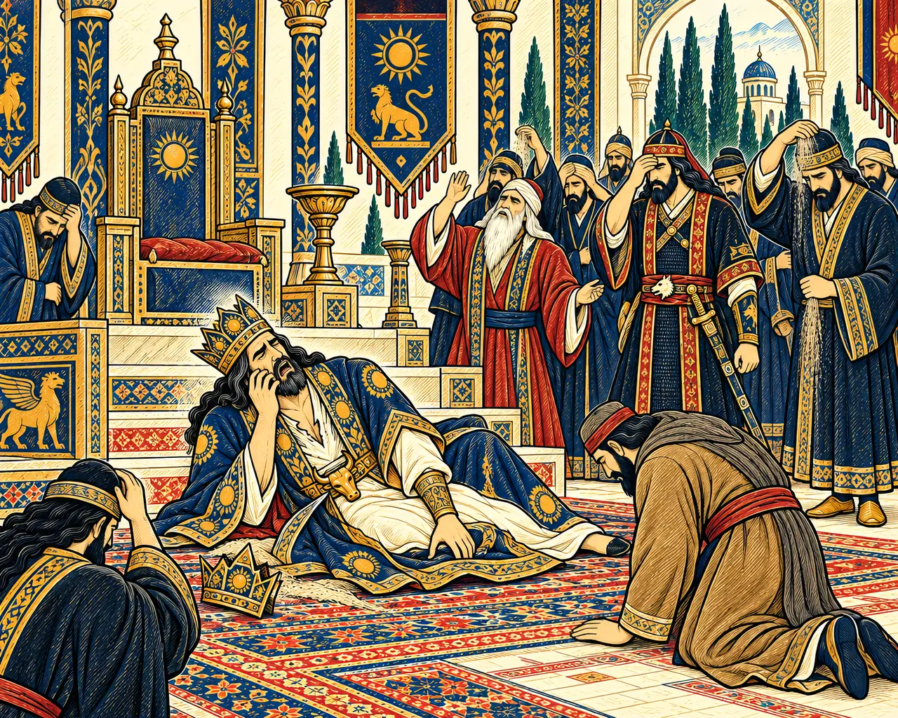 Kavus Falls from the Throne in Grief