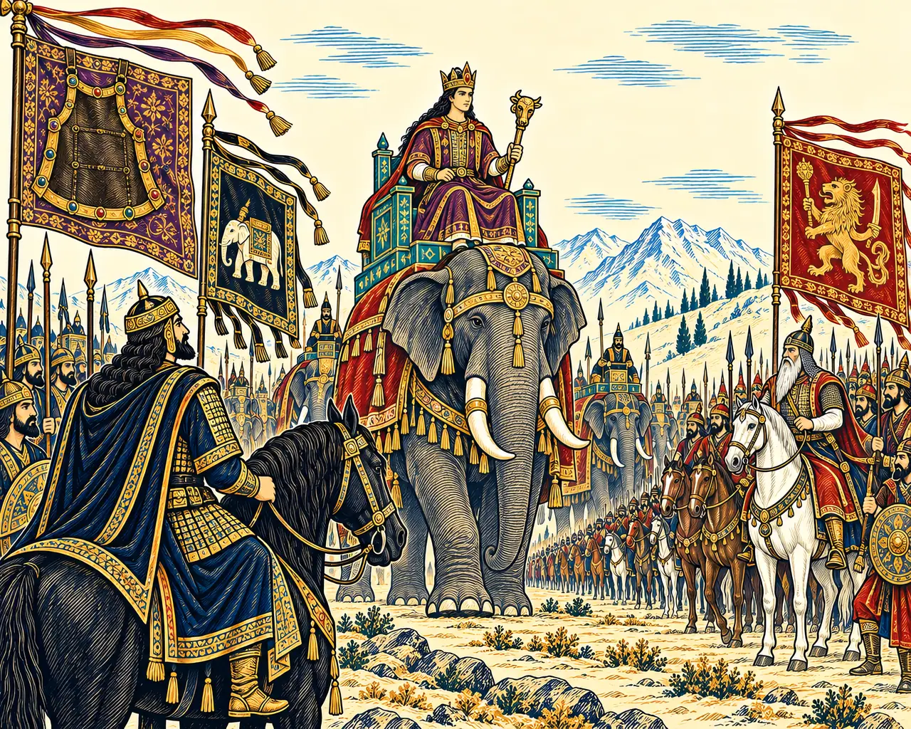 Khosrow Enthroned on the War Elephant