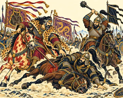 Rostam Unhorses Afrasiab; Houman Strikes