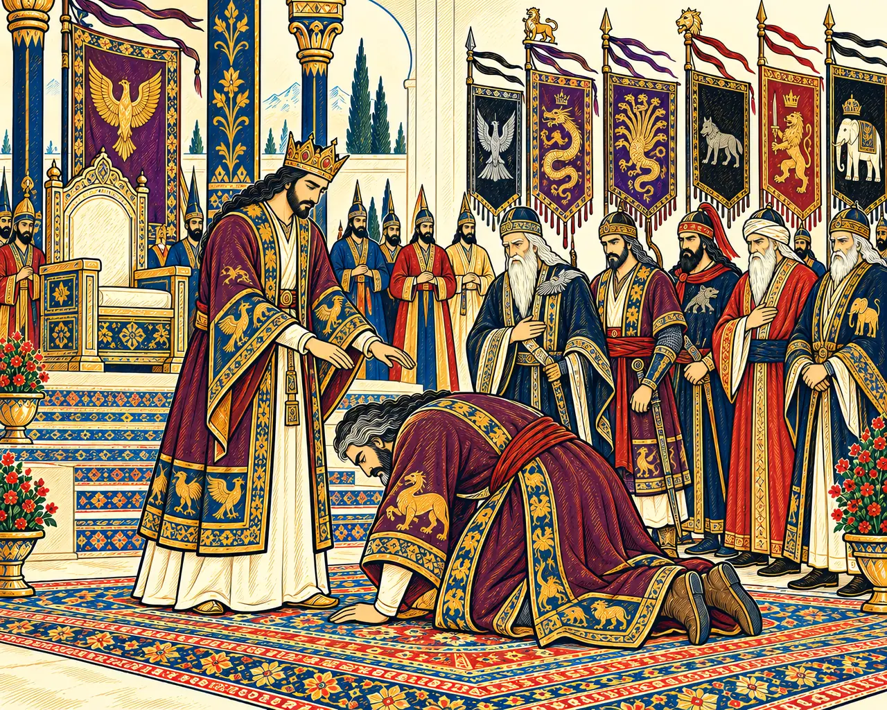 Khosrow Descends to Greet Rostam