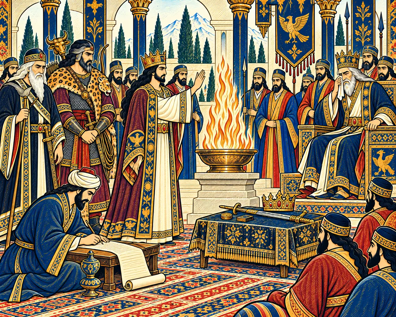 Khosrow Swears the Oath Before the Flame