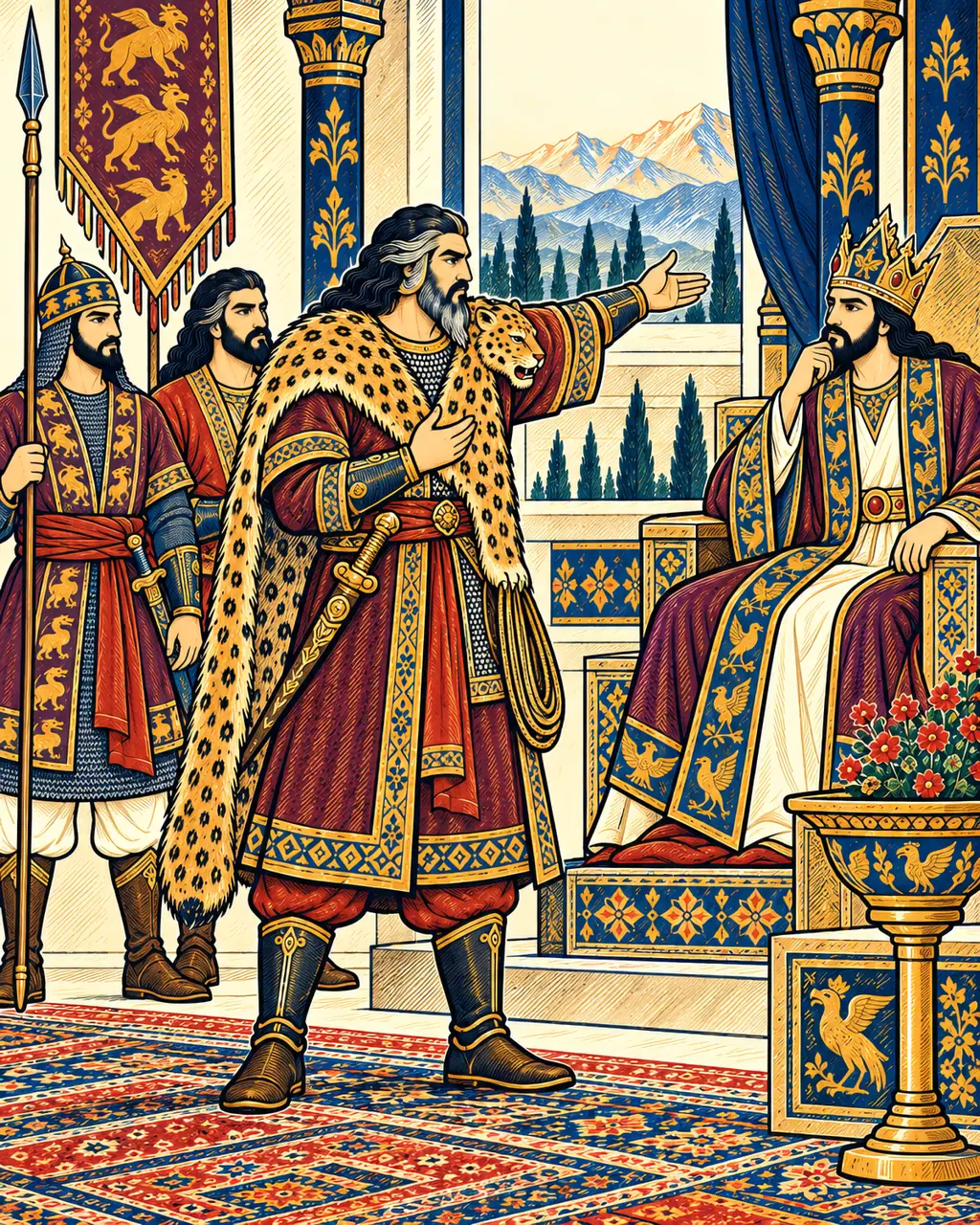 Rostam Counsels the Shah at Dawn