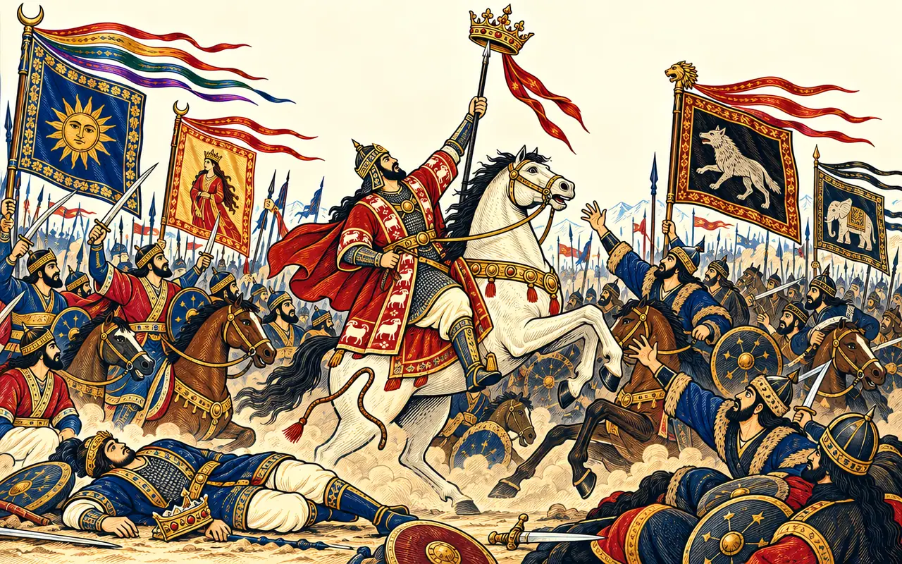 Bahram Raises the Crown on His Spear