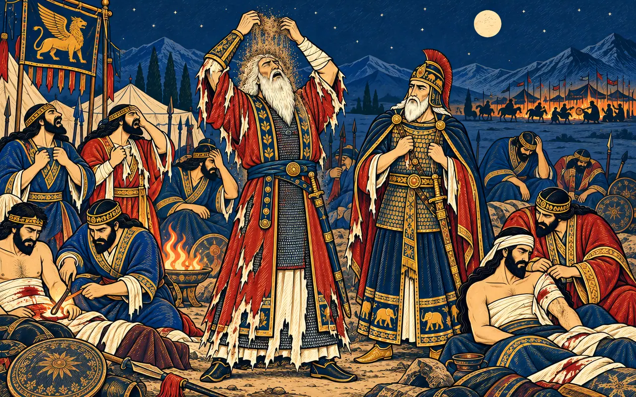 Gudarz Mourns His Sons by Night
