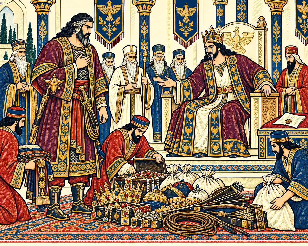Khosrow Weeps and Arms Rostam