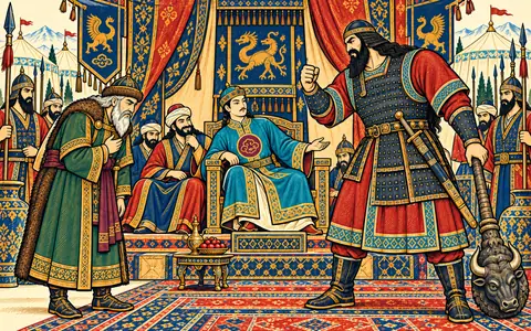 Kamus Boasts Before Piran and the Khan