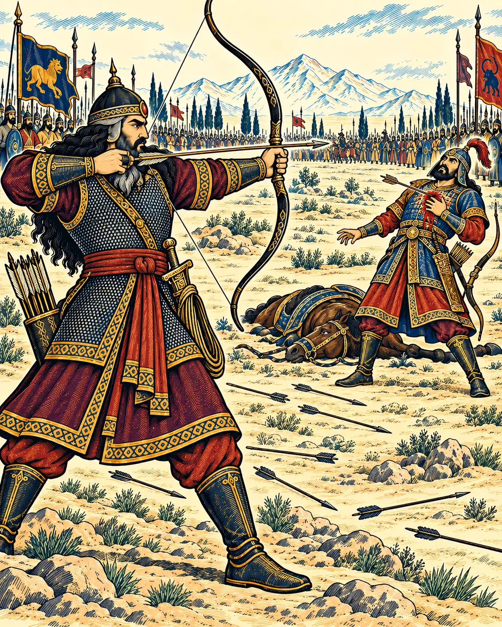 Rostam Shoots Ashkabus on Foot