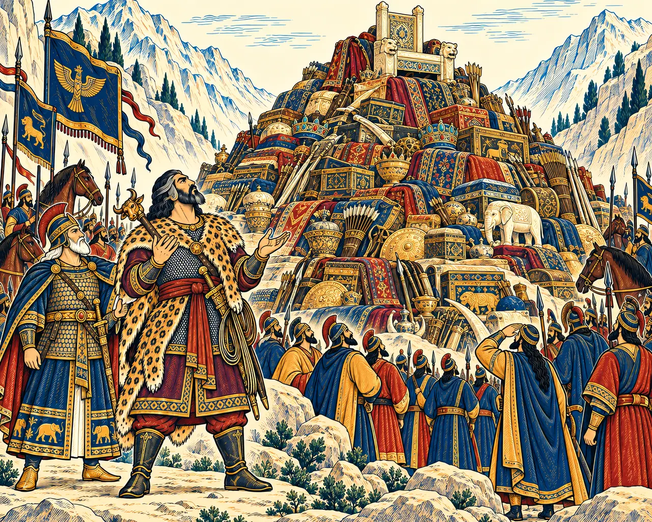 Rostam Marvels at the Mountain of Spoils