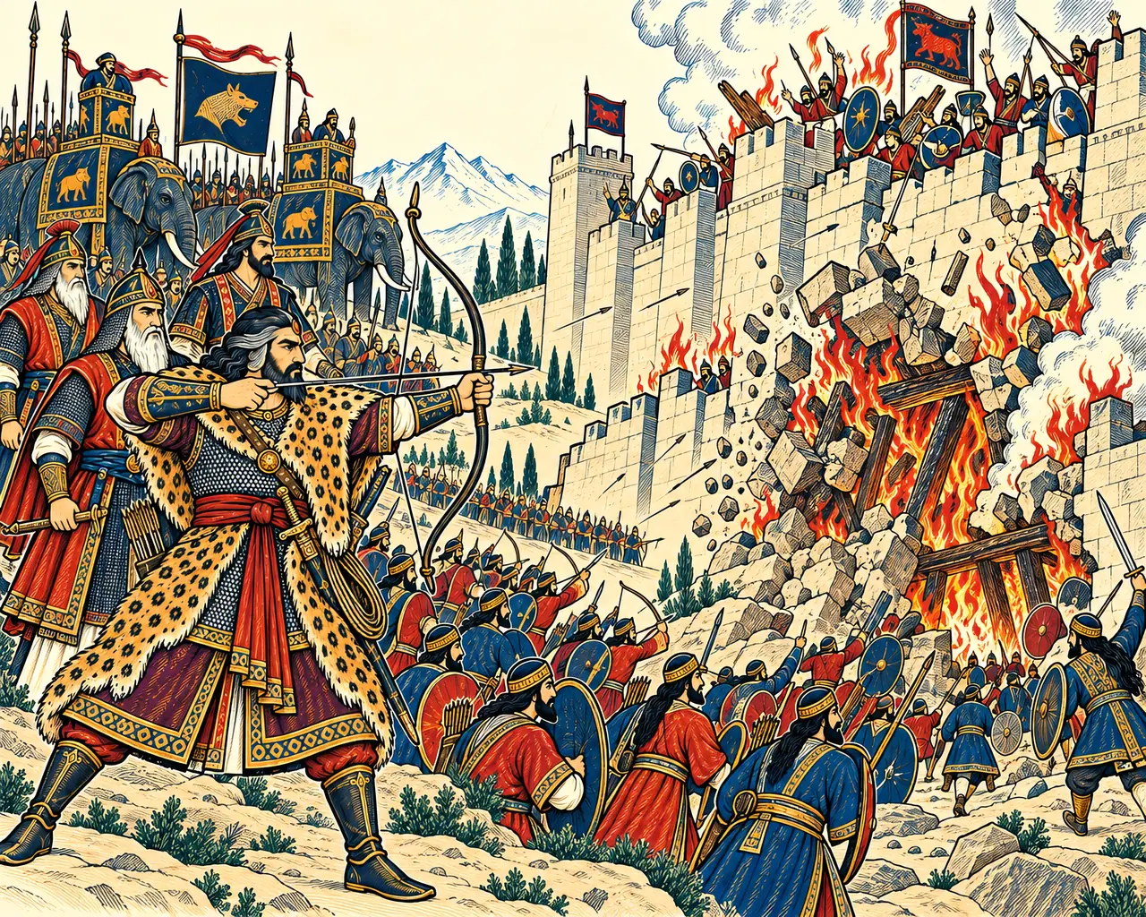 The Walls of Tur's Fortress Fall in Fire