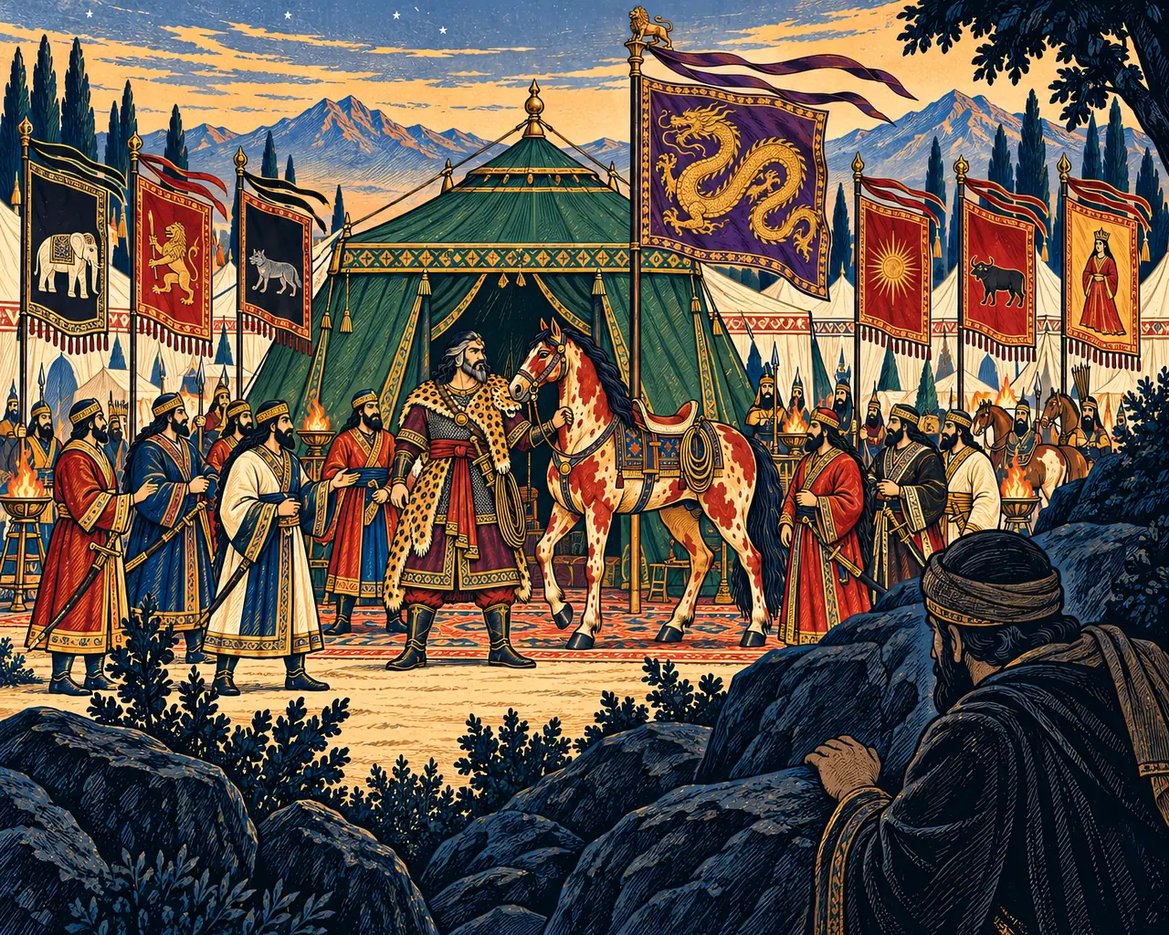 Farghar Spies on Rostam's Pavilion
