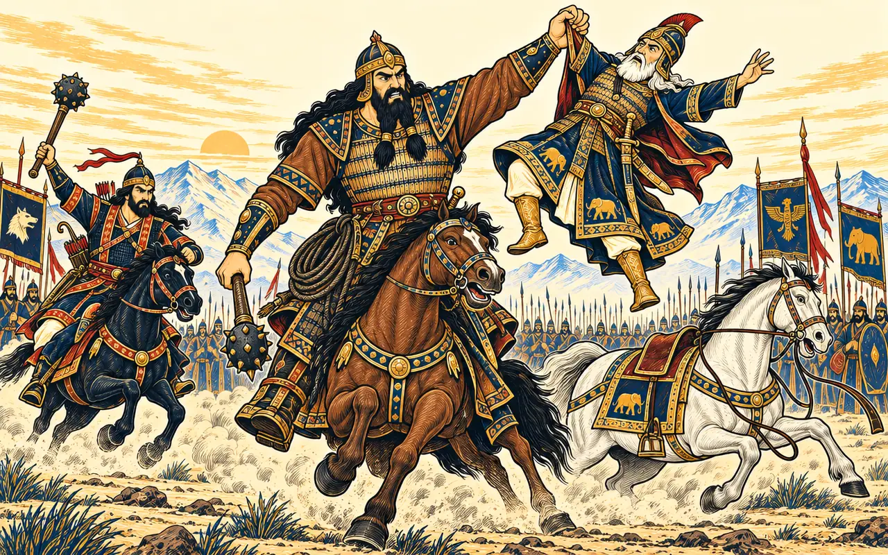 Puladvand Hurls Tus from the Saddle