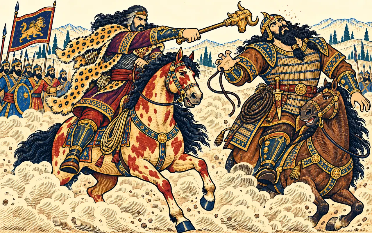 Rostam's Gorz Rings on Puladvand's Head
