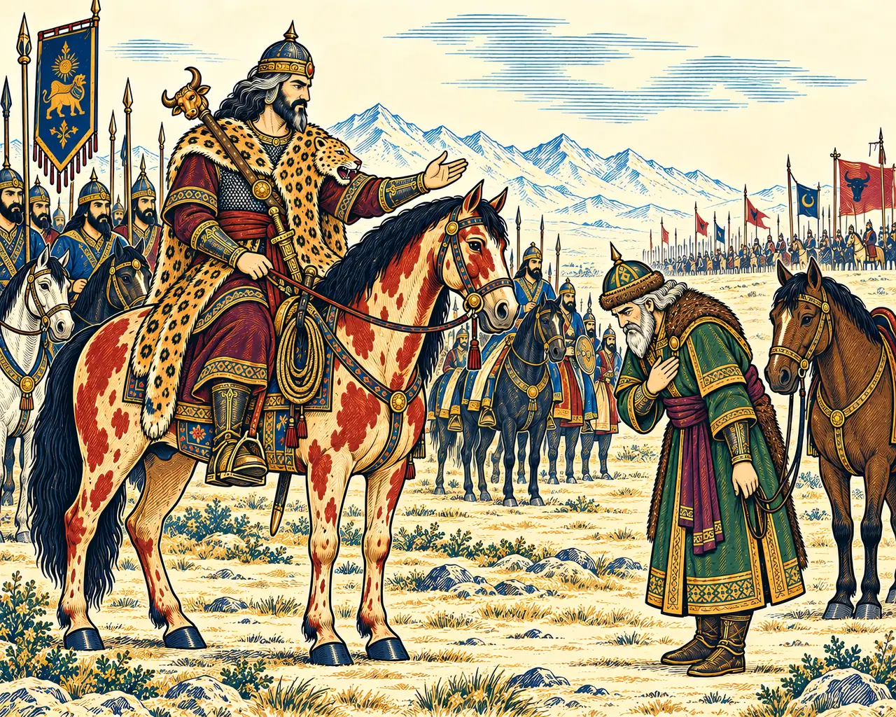 Piran Dismounts before Rostam