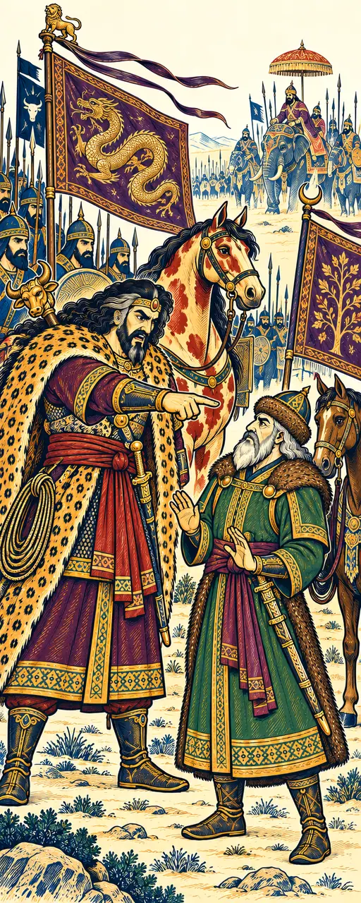Rostam Rebukes Piran on the Field