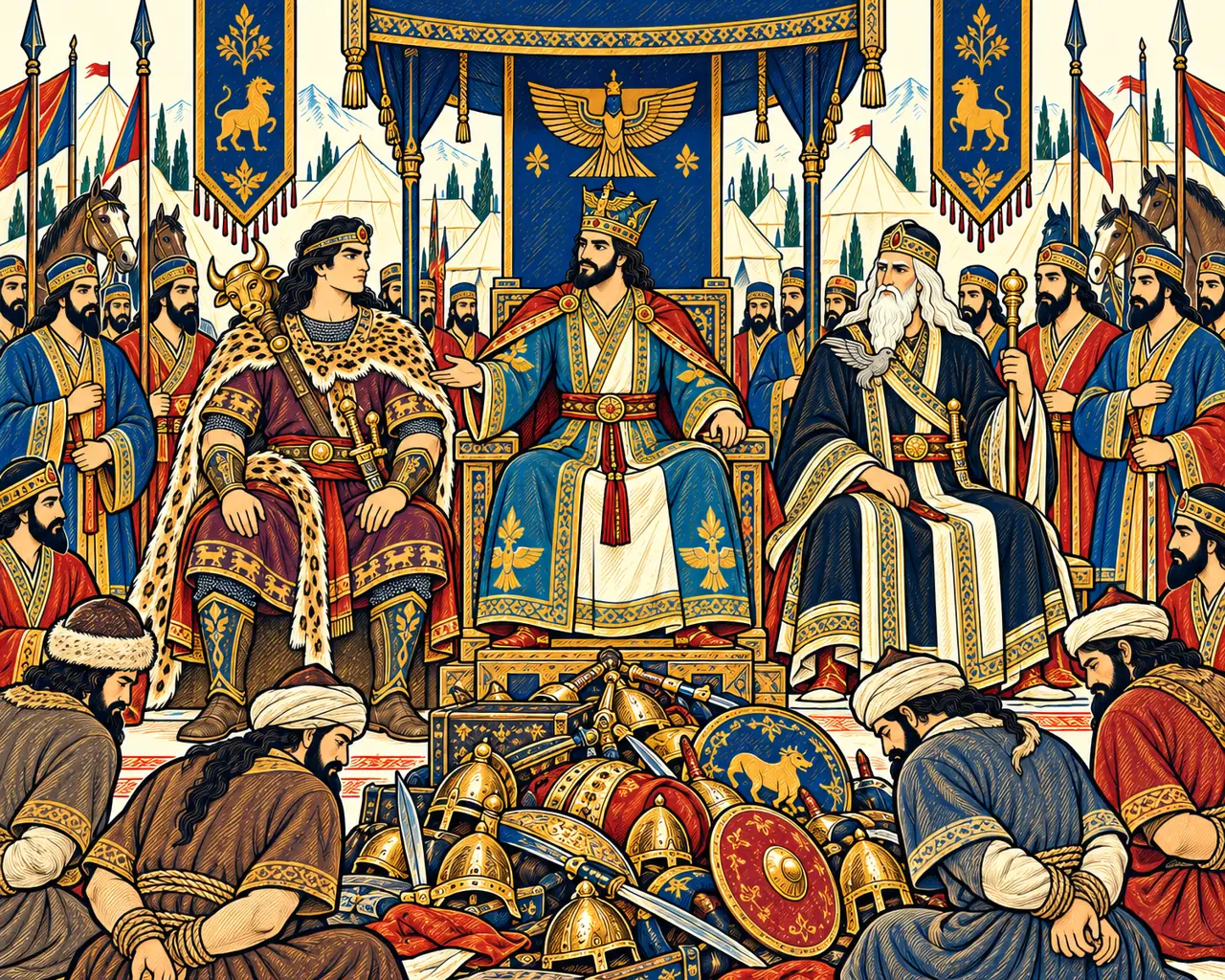 Rostam Seated beside the Throne