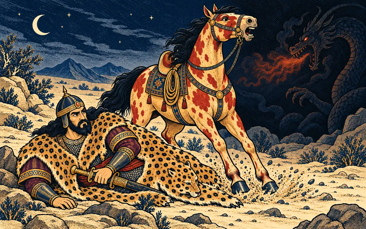 Rakhsh Wakes Rostam a Third Time