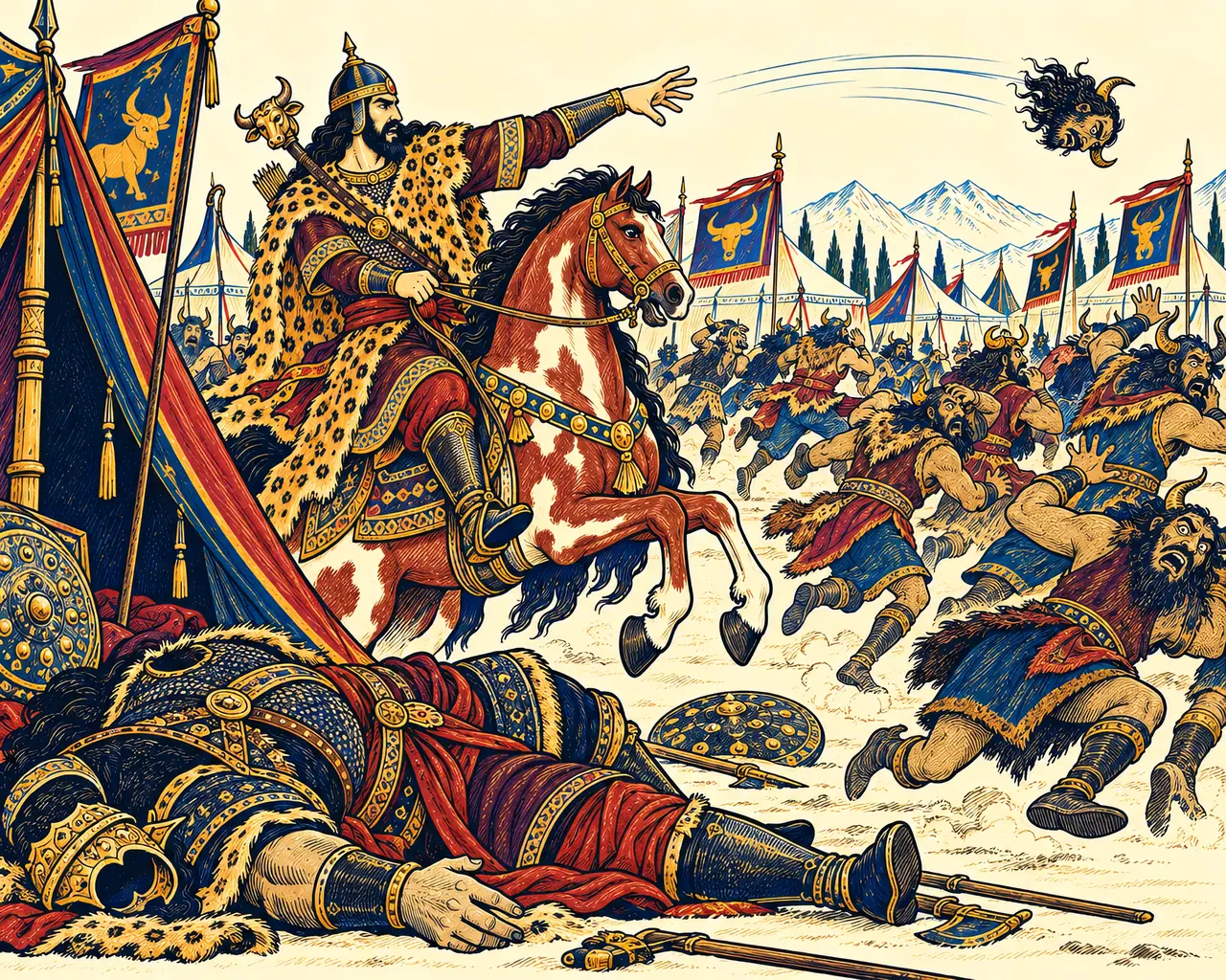 Rostam Hurls Arzhang's Head