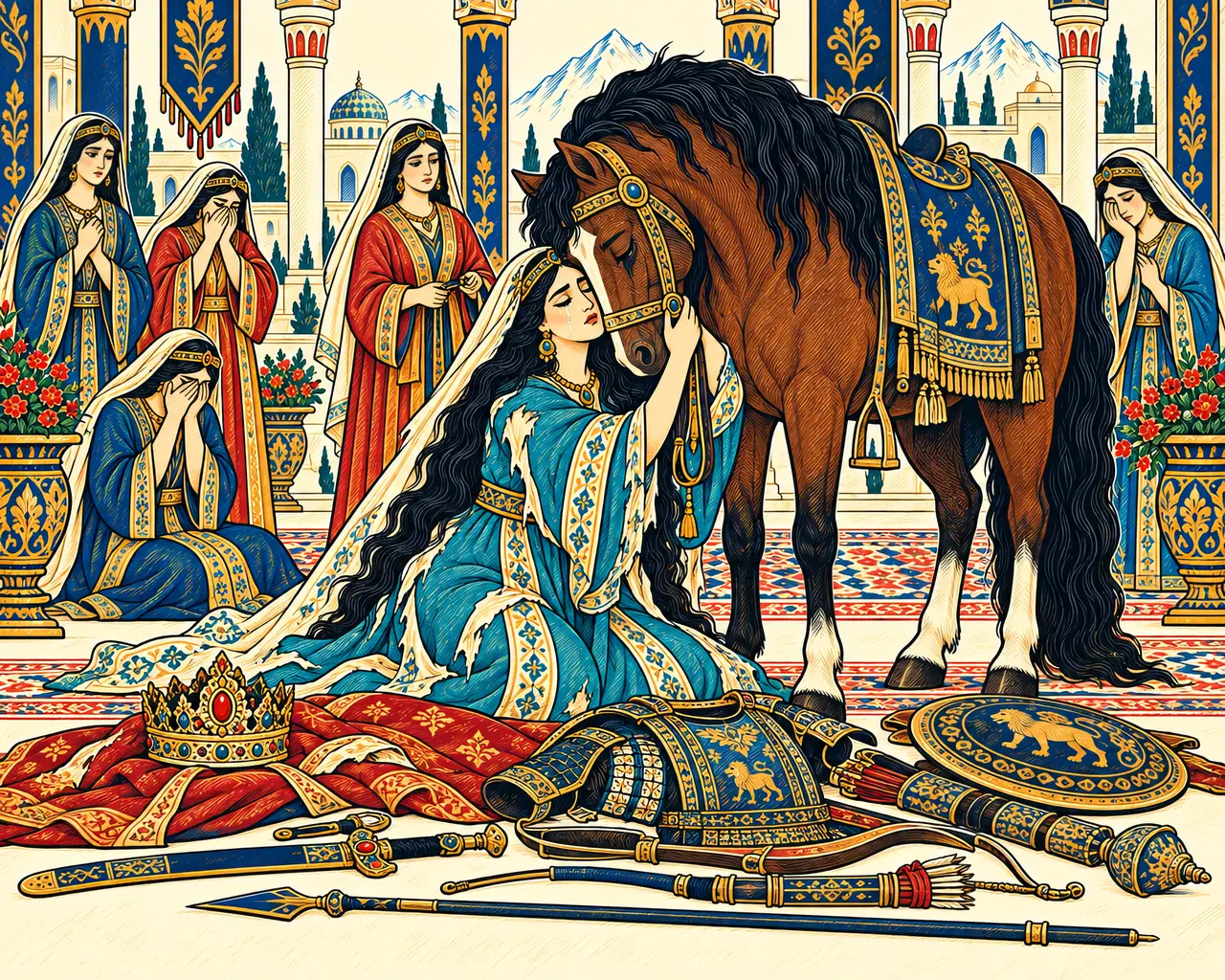 Tahmineh Mourns with Sohrab's Charger