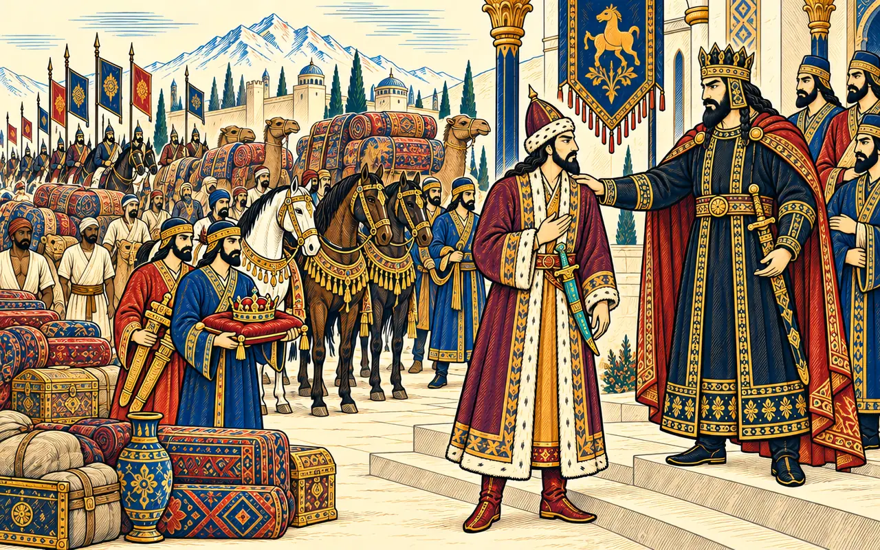 Afrasiab Sends Garsivaz with Gifts