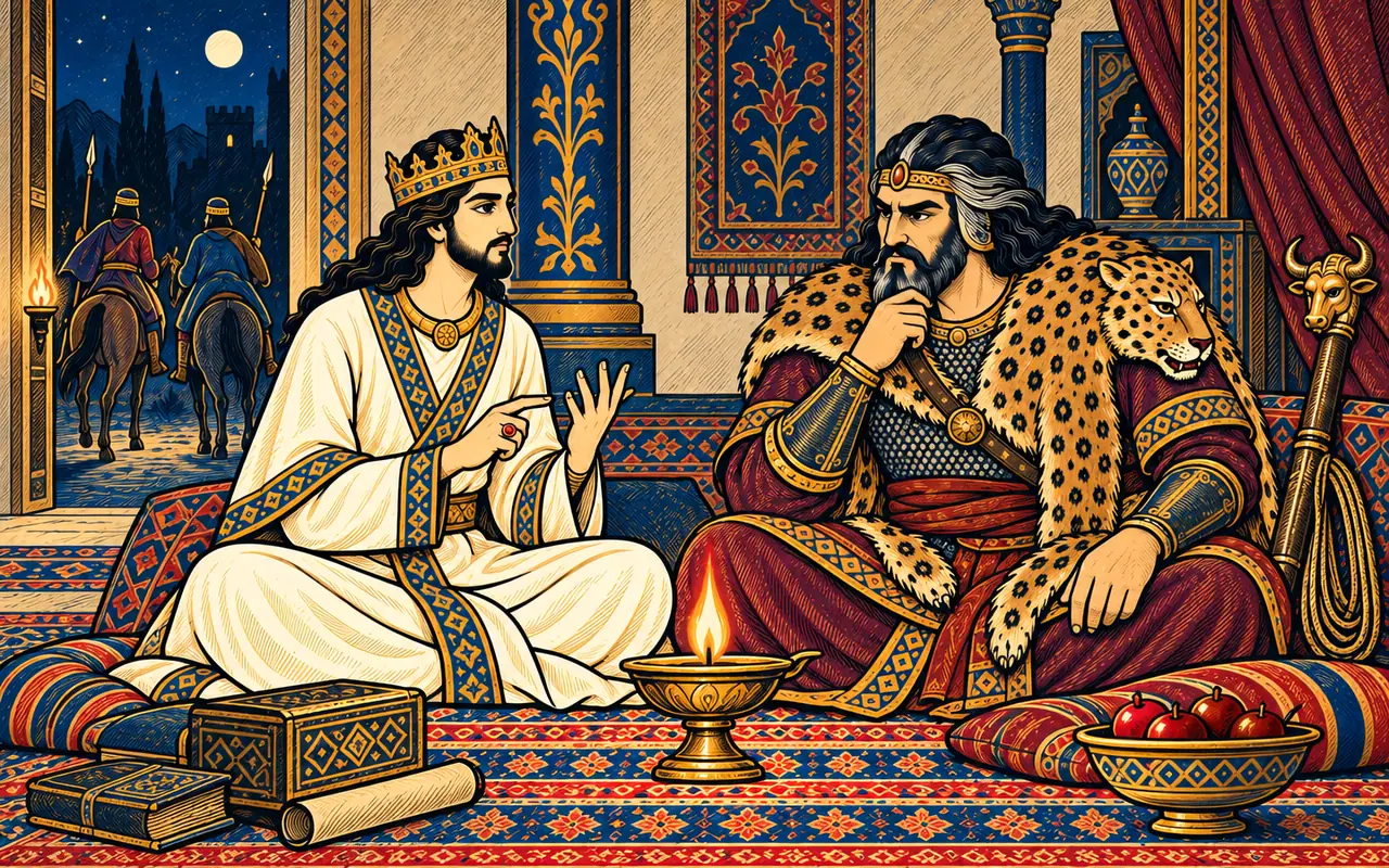 Siavash and Rostam Counsel by Night