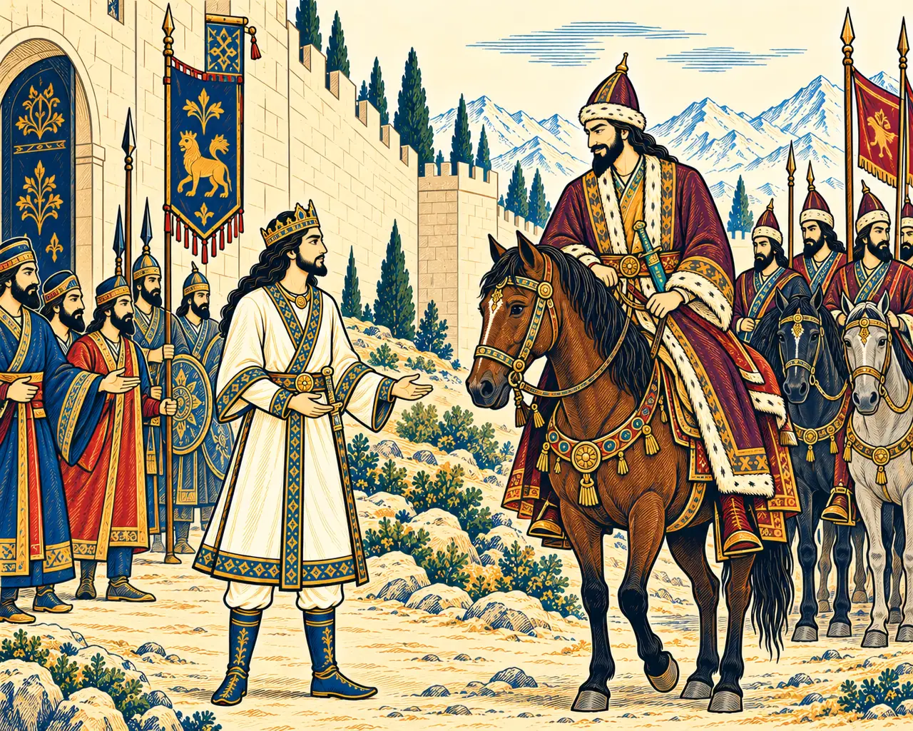 Siavash Walks Out to Greet Garsivaz