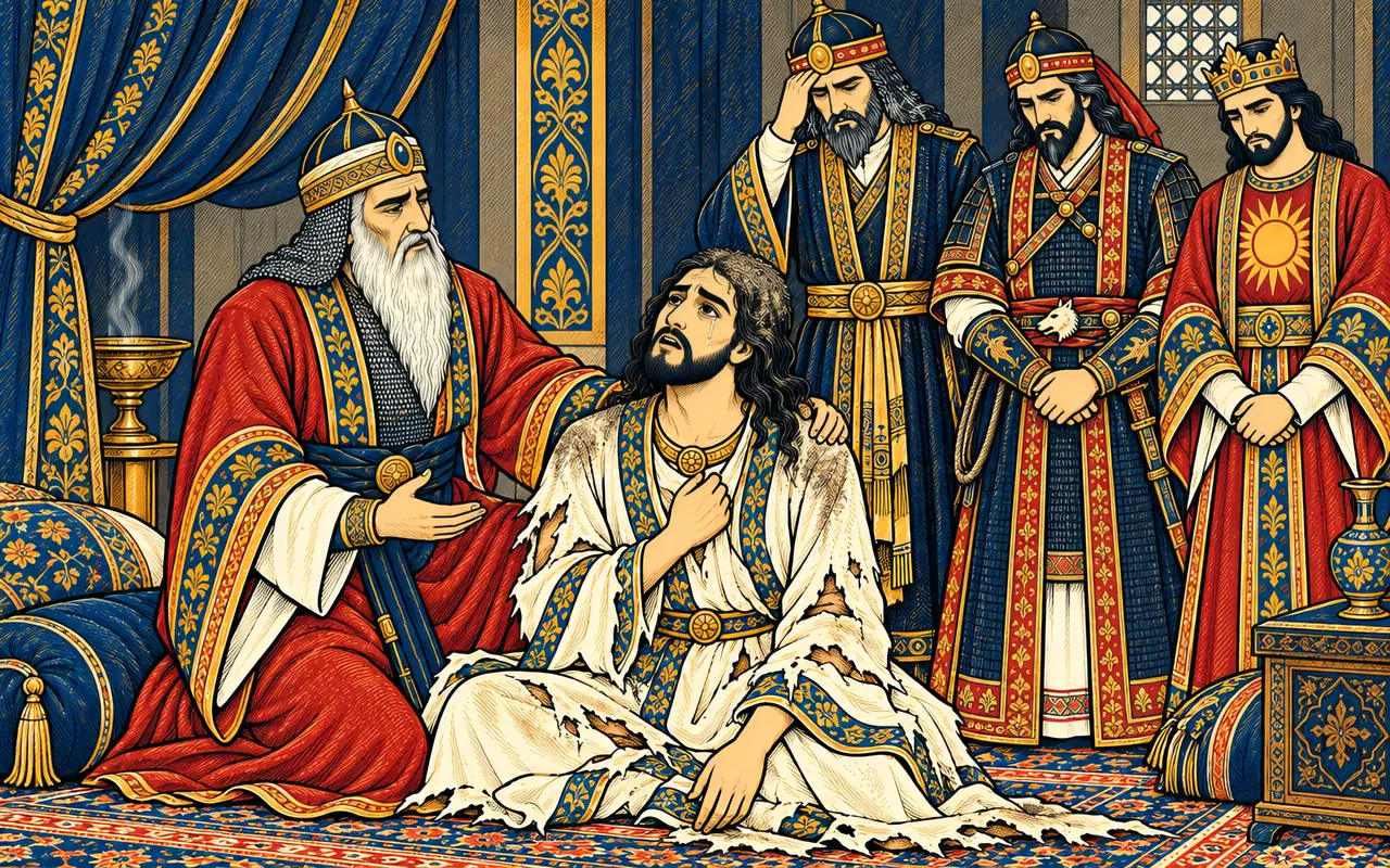 Gudarz Consoles the Grieving Prince