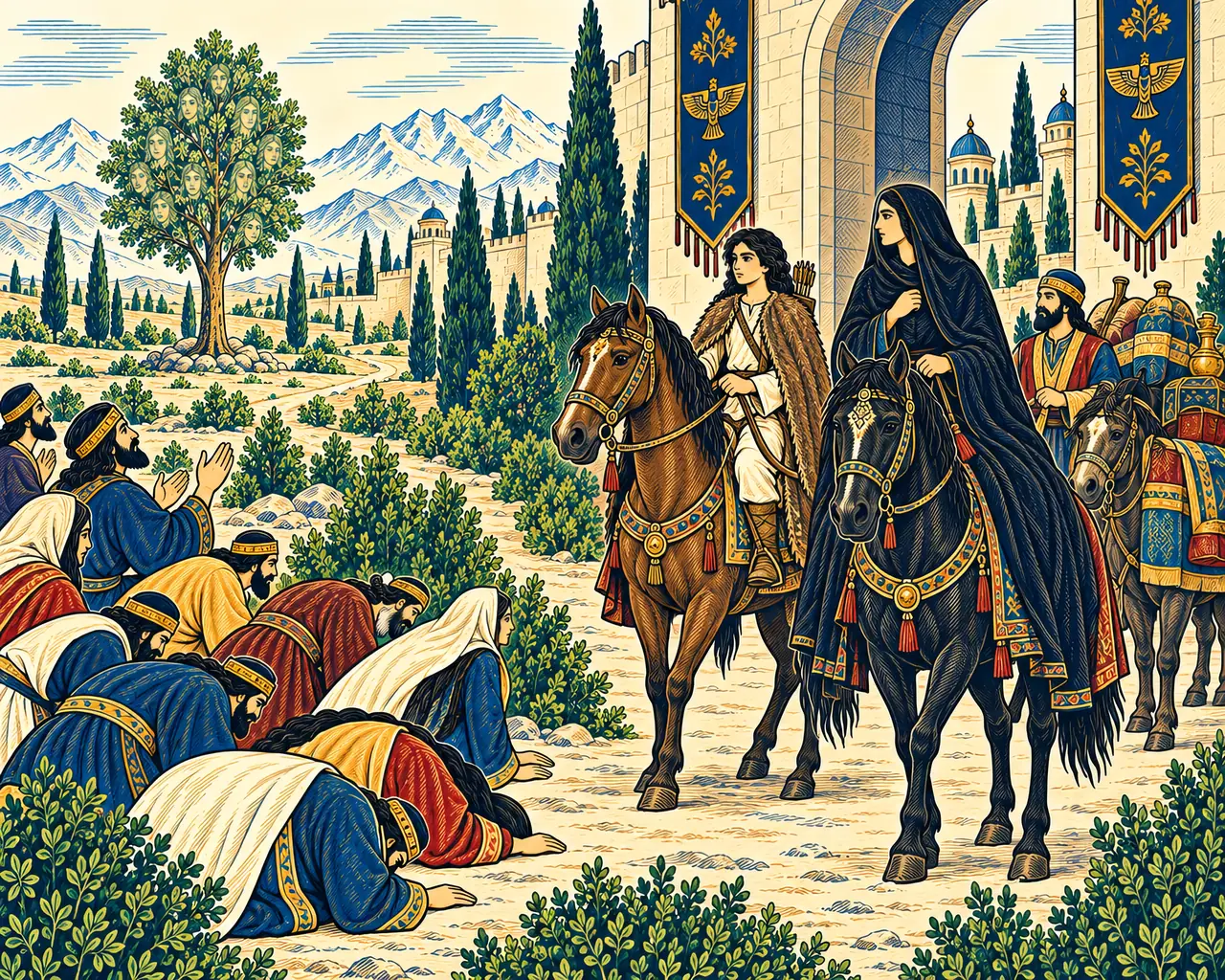 Farangis and Khosrow Return to Siavash-Gard