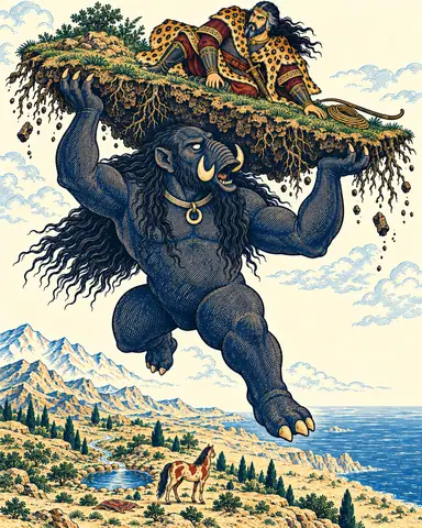 Akvan Lifts Rostam into the Sky