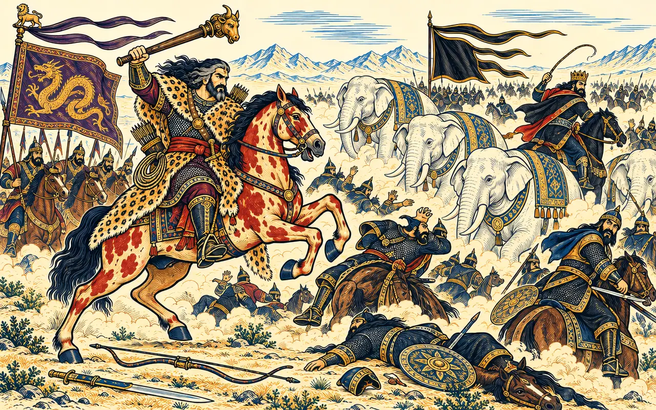 Rostam Routs Afrasiab and Takes the Elephants