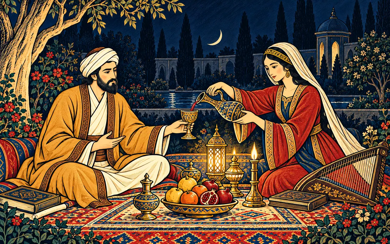 The Poet's Night of Lamps and Wine