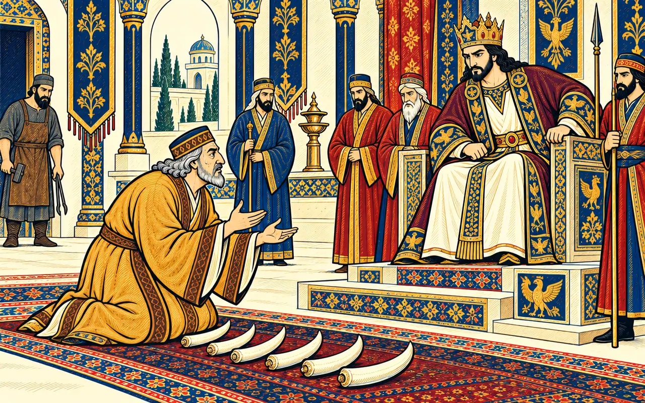 Gorgin Lays the Boar Tusks before Khosrow