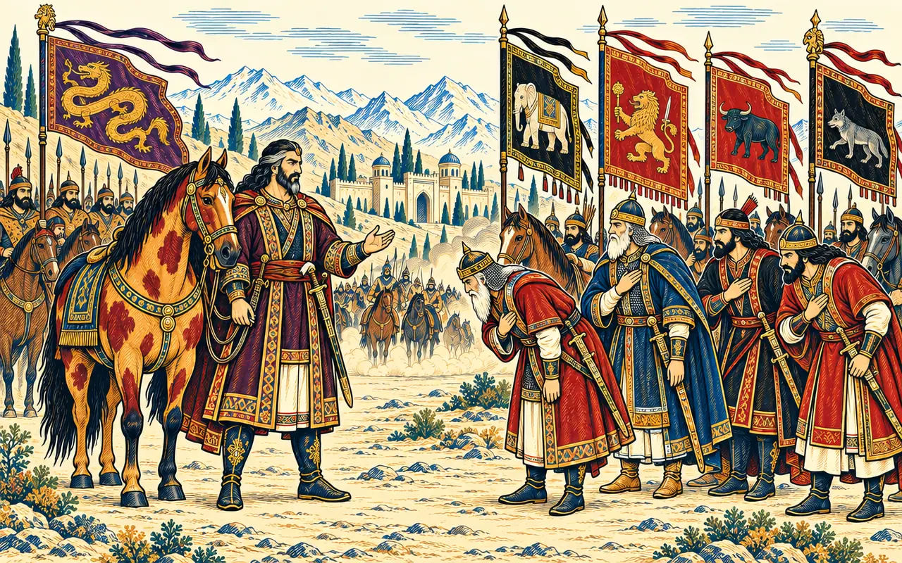 The Chiefs of Iran Greet Rostam on the Road