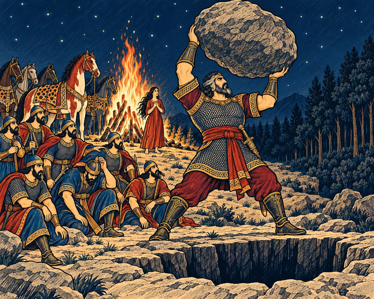 Rostam Hurls Akvan's Stone
