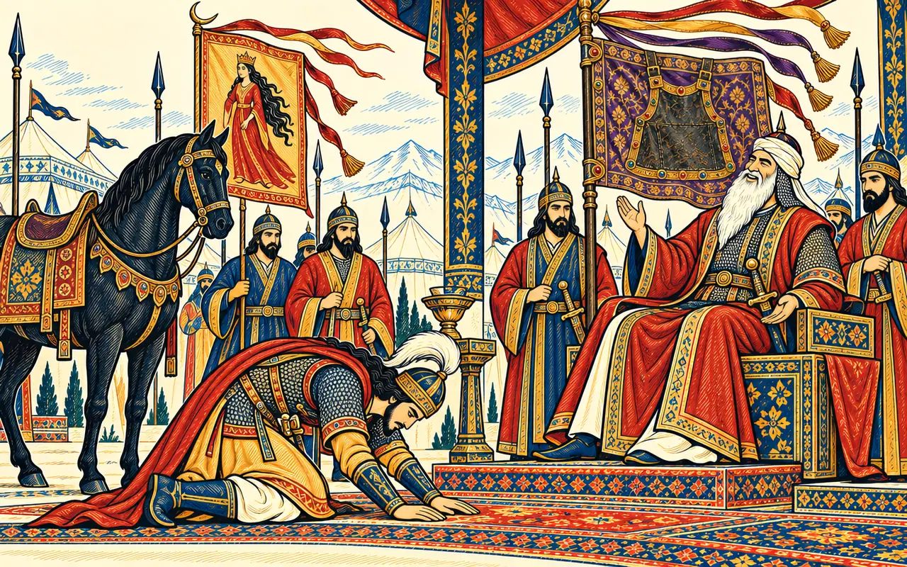 Gudarz Grants Bijan the Combat