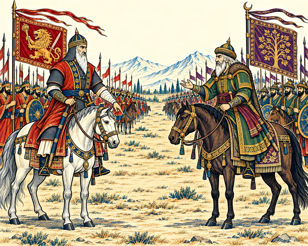 Two Silver-Haired Chiefs Parley
