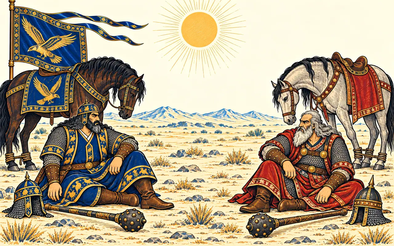Zangeh and Awkhast Rest in the Heat