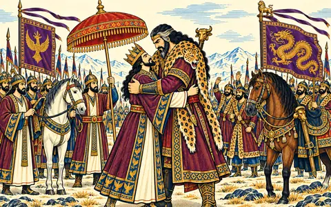 Rostam Greets the Returning Shah