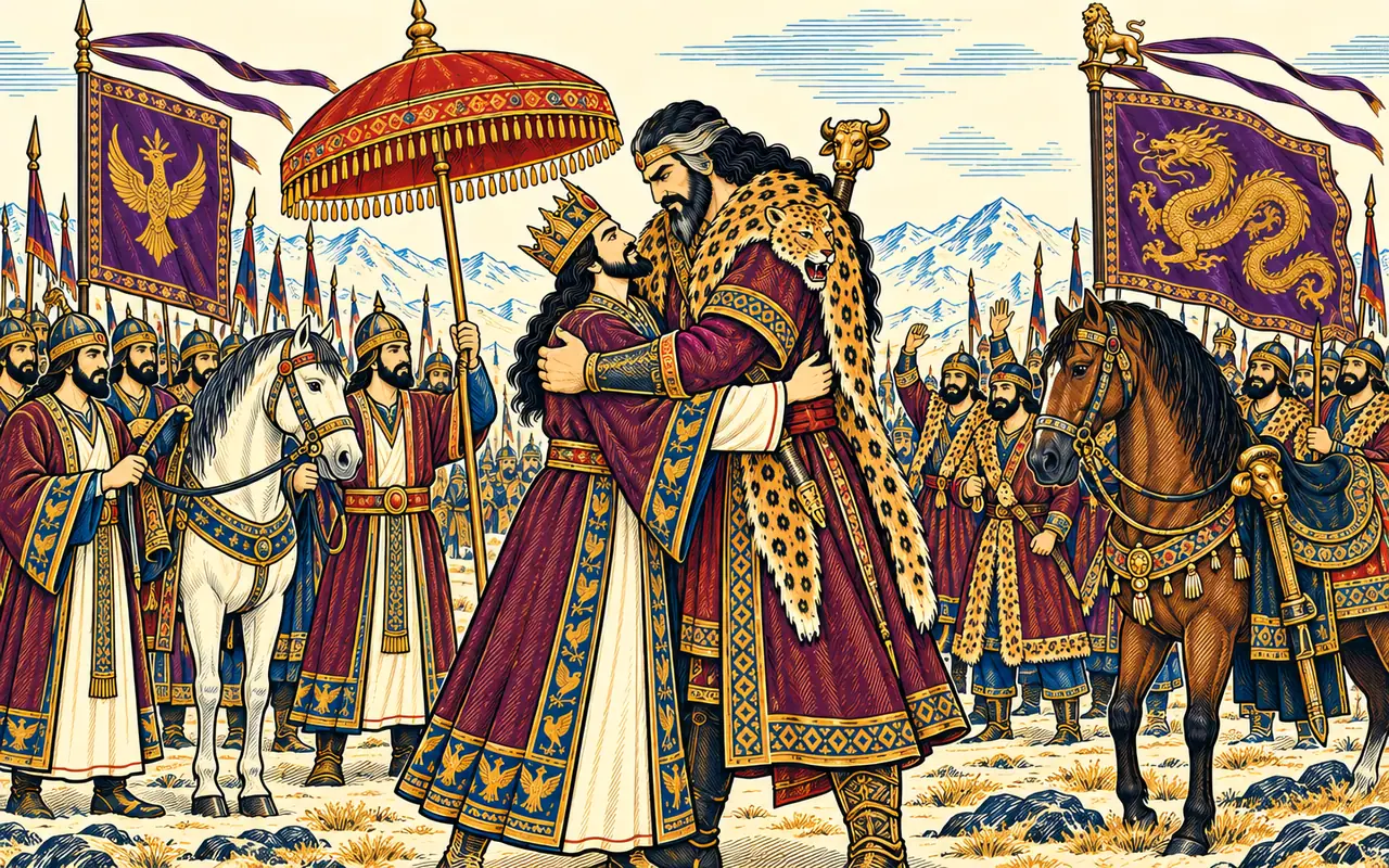 Rostam Greets the Returning Shah